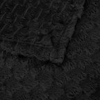 Puncuntex Black Throw Blanket 90"×90" inches Fuzzy 3D Jacquard Decorative Flannel Fleece Super Soft Plush Cozy Blanket for Couch Sofa Chair Lightweight