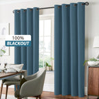 Yakamok Dusty Blue Linen Textured Curtains 96 Inches Long for Living Room