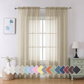 Aiyufeng Taupe Sheer Curtains 84 Inches Long 2 Panels Set, Semi Transparent Voile Rod Pocket Sheer Window Drapes for Bedroom Bed Canopy Living Room Dining Wedding Party Backdrop, 40W x 84L inch