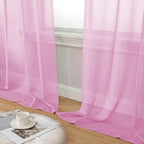 Aiyufeng Light Pink Sheer Curtains 90 Inches Long 2 Panels Set, Semi Transparent Voile Rod Pocket Sheer Window Drapes for Bedroom Bed Canopy Living Room Dining Wedding Party Backdrop, 42W x 90L inch