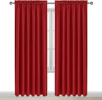 DWCN Blackout Curtains for Living Room Thermal Insulated, Energy Saving & Noise Reducing Bedroom Curtains, Red, W 70x L 84 Inch, Set of 2 Rod Pocket Curtain Panels