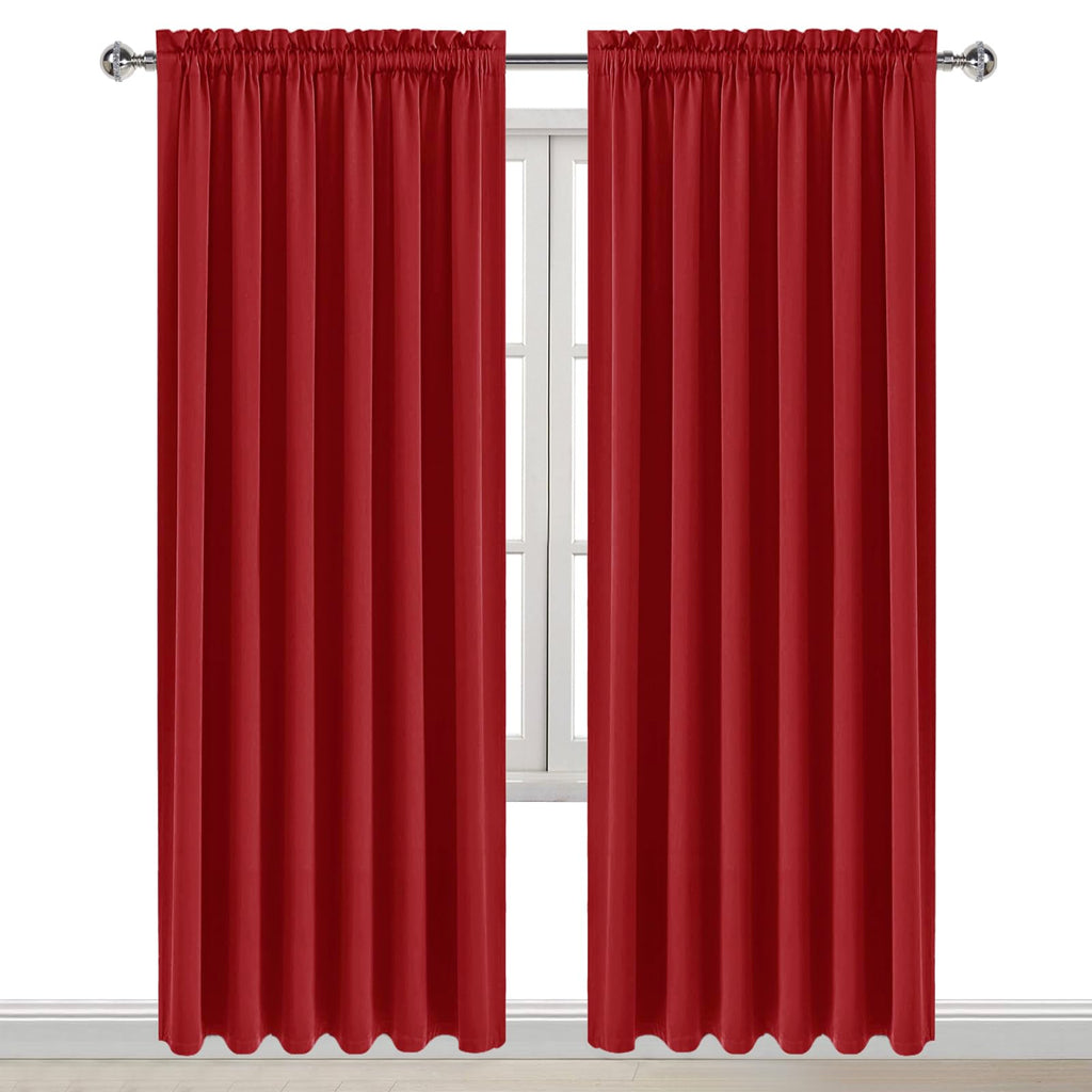 DWCN Wide Blackout Curtains for Bedroom Living Room 70 x 84 Inch Long Red