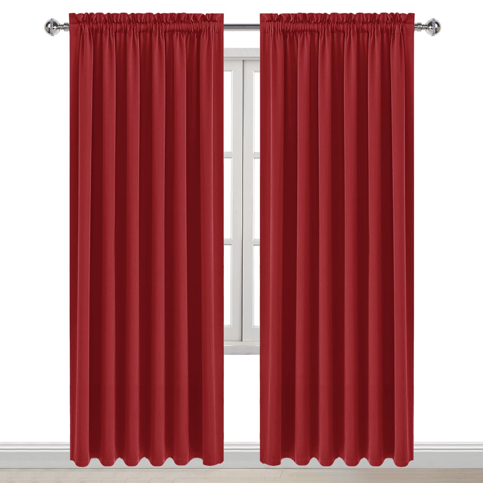 DWCN Wide Blackout Curtains for Bedroom Living Room 70 x 84 Inch Long Red