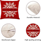 ONFAON Christmas Decorations - Christmas Pillow Covers 18x18 Set of 4,Farmhouse Christmas Throw Pillow Covers Set for Home Bedroom Sofa Couch