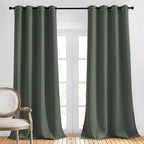 NICETOWN Living Room Curtains 95 inch Long - Sound Reducing Grommet Thermal Insulated Blackout Solid Drapes for Villa/Hall, Dark Mallard, 2 Panels, W52 x L95