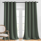 NICETOWN Living Room Curtains 95 inch Long - Sound Reducing Grommet Thermal Insulated Blackout Solid Drapes for Villa/Hall, Dark Mallard, 2 Panels, W52 x L95