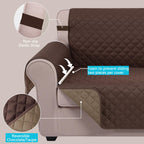 U-NICE HOME Large Sofa Cover Reversible Couch Cover, Chocolate/Taupe