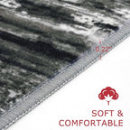 KOZYFLY Modern Abstract Washable Runner Rug 2.6x18 Hallway Runners Non-Slip Soft Kitchen Rugs, Black Grey Striped 18 Foot Carpet Runner for Stair Entryway Laundry Room Foyer