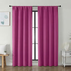 Simplebrand Ava Hot Pink Blackout Curtains for Bedroom 72 Inch Length 2 Panels Set, Privacy Thermal Insulated Rod Pocket Door Window Curtains for Patio French Door Front Door, W40 x L72 Inch