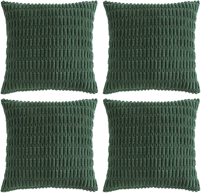 Fancy Homi 4 Packs Decorative Throw Pillow Covers for Living Room Couch Bed, Modern Farmhouse Boho Home Décor Accent Cushion Case, 20" x 20", Dark Green