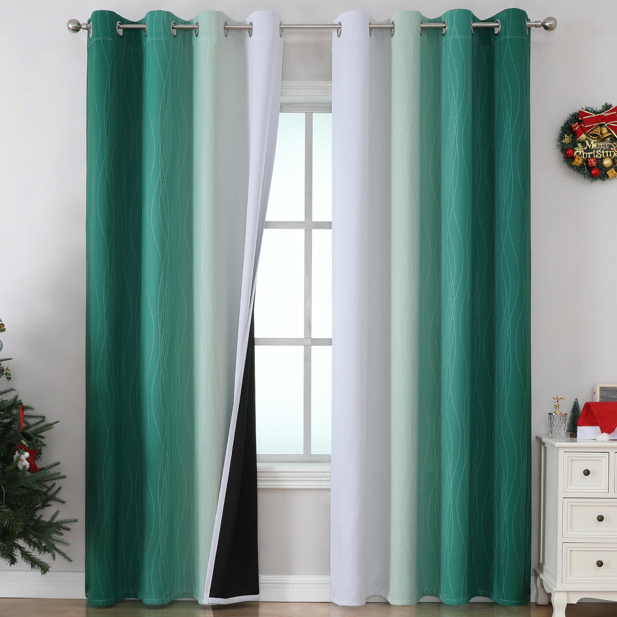 Estelar Textiler Ombre Orange and Blue Blackout Curtains 52Wx84L Inch Long