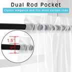 OVZME White Sheer Curtains 36 Inch Length Kitchen Tiers Short Voile Drapes Solid Sheers Cafe Curtain for Bathroom Small Half Window 2 Panels Set, Rod Pocket, 42" W x 36" L