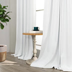 Custom Made Curtains 104 Inches Long 2 Panels Set 100 Percent Blackout Curtain Linen Textured Traverse Light Blocking Drapes for 103 Inch Window Living Room Darkening Nursery 104 Length Back Tab White