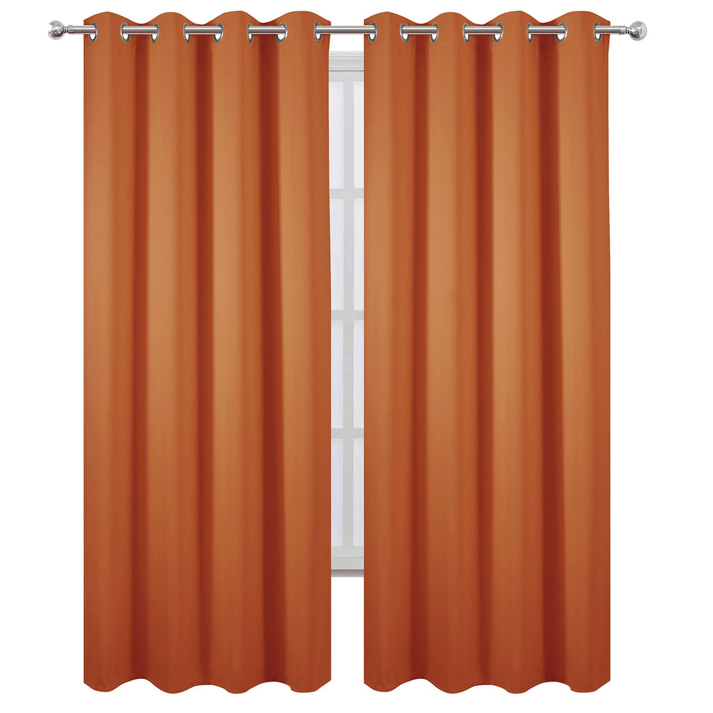 LEMOMO Blackout Curtains 52 x 95 inch/Orange Curtains Set of 2 Panels/Thermal Insulated Room Darkening Bedroom Curtains