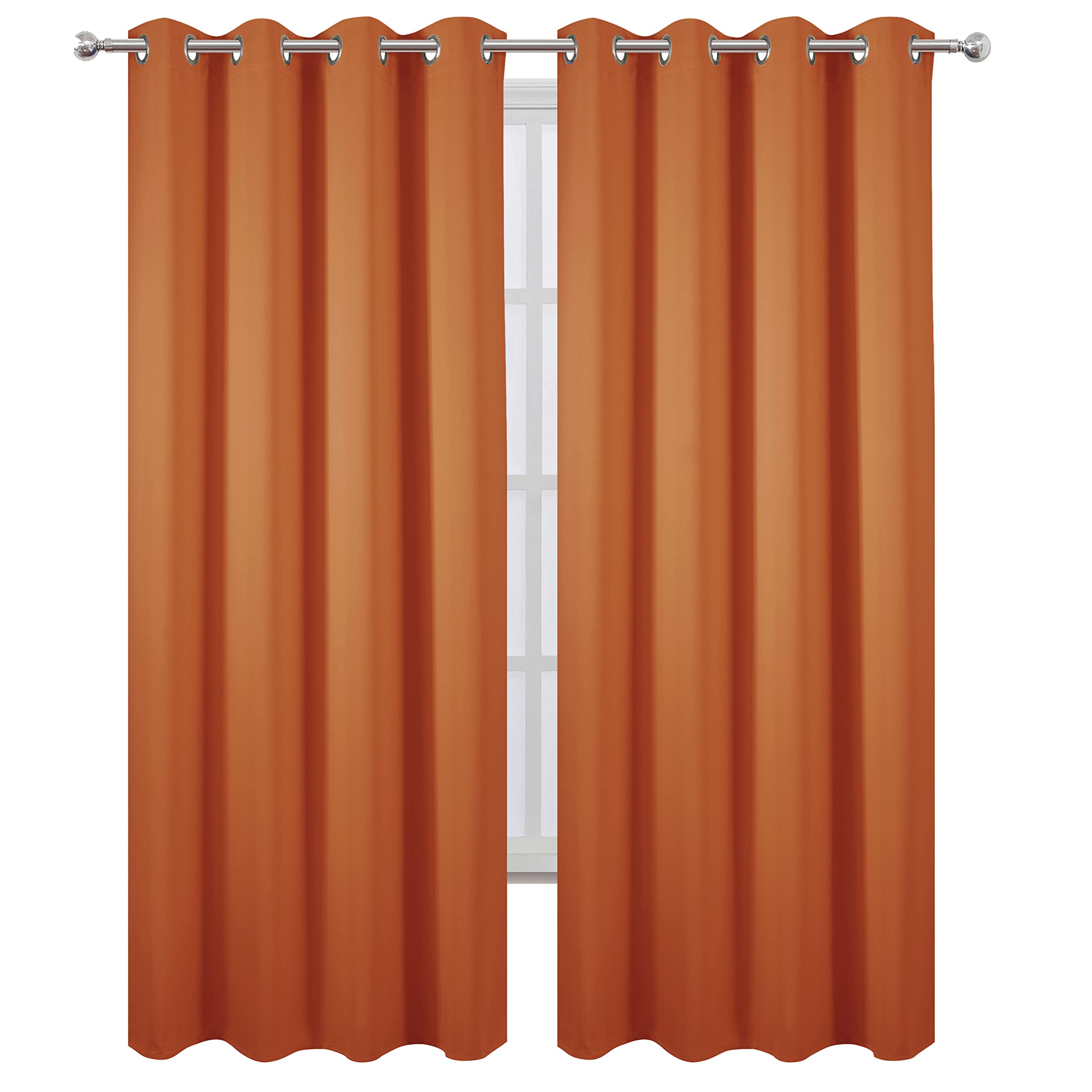 LEMOMO Blackout Curtains 52 x 95 inch/Orange Curtains Set of 2 Panels/Thermal Insulated Room Darkening Bedroom Curtains