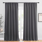 NICETOWN Blackout Curtain Panels for Window - Energy Efficient & Noise Reducing Thermal Insulated Rod Pocket Blackout Drapes/Draperies for Living Room (Grey, 2 Panels, W52 inches x L95 inches)