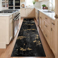 RELEANY Washable Runner 2'x6' Abstract Area Rug for Hallway Black Gold