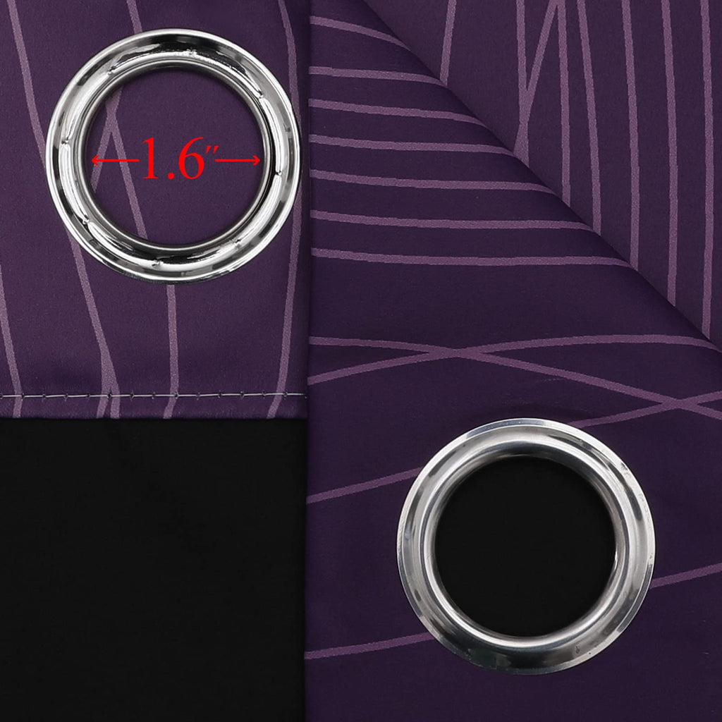 Purple and Greyish White Ombre Blackout Curtains for Bedroom 45 Inches Long