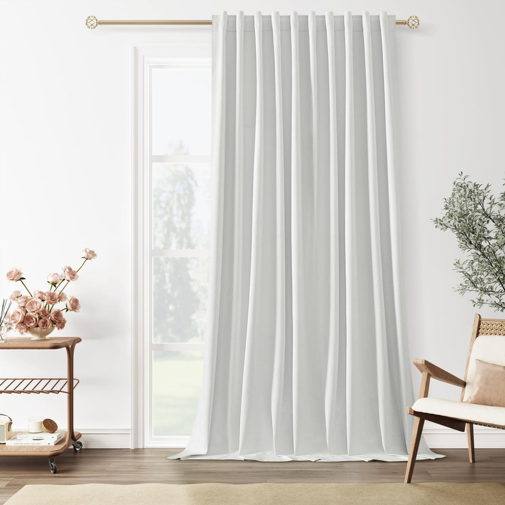 Guken White 100% Blackout Linen Curtains 70 Inch Wide by 108 Inch for Living Room Bedroom Back Tab Thermal Insulated Black Out 1 Drapes Room Darkening Window Curtains,1 Panel