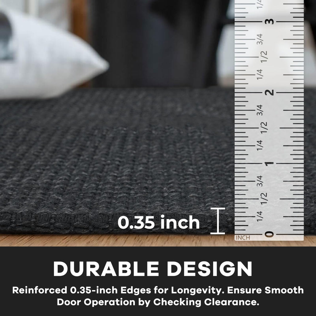 KOZYFLY Extra Long Runners for Hallways 3x20 ft Washable Kitchen Runner Non Slip Rubber Backed Hallway Rug Cotton Entryway Runner Rug Floor Carpet for Indoor Hall, Kitchen, Stair, Black/Dark Grey