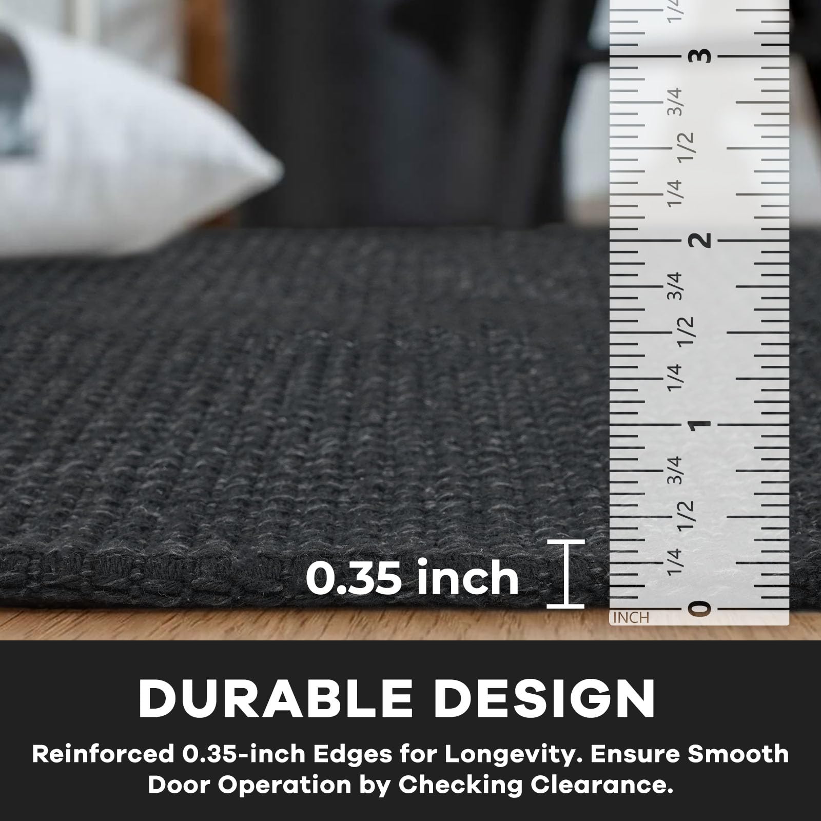 KOZYFLY Extra Long Runners for Hallways 3x20 ft Washable Kitchen Runner Non Slip Rubber Backed Hallway Rug Cotton Entryway Runner Rug Floor Carpet for Indoor Hall, Kitchen, Stair, Black/Dark Grey