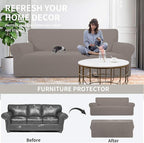Easy-Going Stretch Oversized Chair Sofa Slipcover 1-Piece Couch Sofa Cover Furniture Protector Soft with Elastic Bottom for Kids Spandex Jacquard Fabric Small Checks Taupe