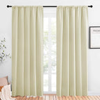NICETOWN Room Darkening Curtains for Bedroom - Home Decoration Privacy Protection Thermal Insulated Solid Drapes/Draperies for Sliding Glass Door (Beige, Set of 2, 52 x 84 inches)
