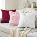 decorUhome Faux Fur Plush Light Pink Throw Pillow Covers 18x18 Set of 2