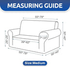 KEKUOU Stretch Loveseat Sofa Cover Slipcover,Couch Covers for 2 Cushion Couch Sofa (55"-78") Furniture Protector Sofa with Elastic Bottom for Kids,Dog. Jacquard Small Checked (Medium,Tan)