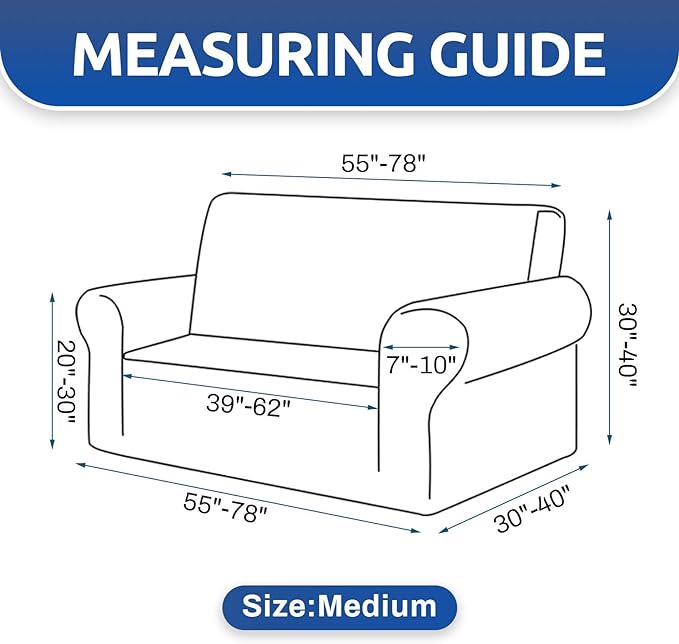 KEKUOU Stretch Loveseat Sofa Cover Slipcover,Couch Covers for 2 Cushion Couch Sofa (55"-78") Furniture Protector Sofa with Elastic Bottom for Kids,Dog. Jacquard Small Checked (Medium,Hunter)