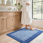 48x32 Large Bathroom Rugs Washable Non Slip, Blue Bath Mat for Bathroom Floor Tub, Soft Absorbent Quick Dry Mats for Shower, Bathtub,Home Decor