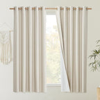 NICETOWN Natural 100% Blackout Short Curtains 63 inches Lenghth Burg for Kitchen, 2 Panels, Burlap Linen Drapes with Thermal Insulated White Liner, Keeping Out Cold Air and Heat Panels