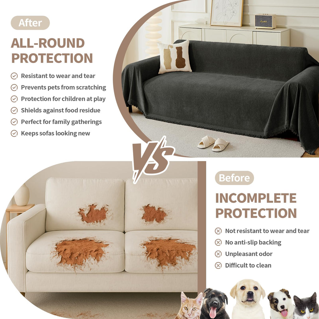 KaviKon Couch Cover for Sofa, Boho Sofa Covers Washable 3 Cushion for Dogs