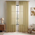 MIULEE 2 Panels Solid Color Sheer Window Curtains Elegant Window Voile Panels/Drapes/Treatment for Bedroom Living Room (54X54 Inches Dark Gold)