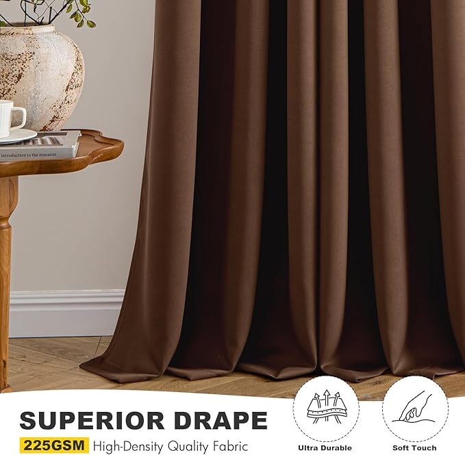 MIULEE Blackout Curtains for Bedroom 2 Panels 40 x 45 Inch Long Mocha Brown