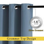 NICETOWN Blackout Curtains & Drapes for Bedroom - Triple Weave Grommet Top Thermal Insulated Light Blocking Panels for Bathroom/Living Room, Smoky Blue, W34 x L50, Set of 2
