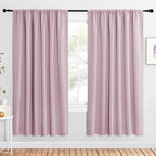 NICETOWN 2 Panels Blackout Curtains, Rod Pocket Window Curtains Room Darkning Drapes for Bedroom/Living Room, Thermal Insulated Solid Draperies for Home Office/Study, 62 by 72-Inch, Baby Pink