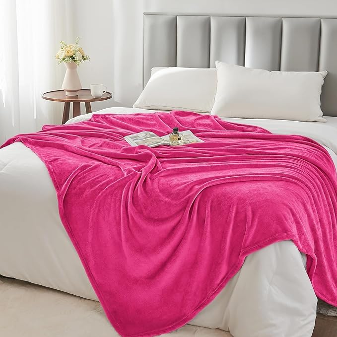 BEDELITE Fleece Blanket Hot Pink Valentines Throw Blanket for Couch & Bed, Luxury Plush Cozy Fuzzy Blanket 50" x 70", Super Soft Warm Lightweight Fall Throw Blanket for Travel Camping
