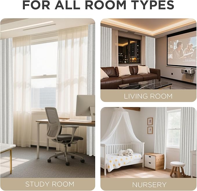 Joydeco Linen Blackout Curtains for Bedroom - 100% Light Blocking 1 Panels, White Drapes 100" W x 96" L, Thermal Insulated Room Darkening Curtains for Living Room, Rod Pocket & Back Tabs