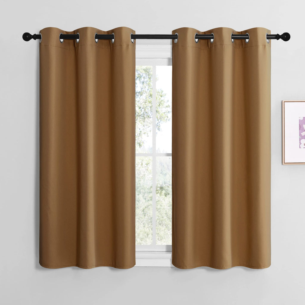 NICETOWN Bedroom Curtains Blackout Drapery Panels, Three Pass Microfiber Thermal Insulated Solid Ring Top Blackout Window Curtains/Drapes (Two Panels, 42 x 50 inches, Gray)