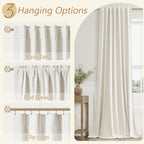 Guken 100% Blackout Linen Curtains for Bedroom 84 Inches Long Natural Cream Black Out Curtain Back Tab Thermal Insulated Room Darkening Window Drapes for Living Room 2 Panels Beige Ivory 40x84