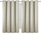 LEMOMO Light Beige Thermal Blackout Curtains/52 x 54 Inch/Set of 2 Panels Room Darkening Curtains for Bedroom