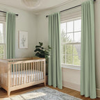 100% Blackout Shield Linen Blackout Curtains for Bedroom 84 Inches Long, Back Tab/Rod Pocket Living Room Drapes, Thermal Insulated Blackout Curtains 2 Panels Set, 50" W x 84" L, Sage