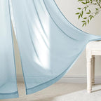 MIULEE Sky Blue Sheer Curtains 96 Inches Long, 4 Panels Set, Light Filtering Rod Pocket Voile Drapes for Living Room and Bedroom, Airy Soft Fabric Window Treatments, 42 x 96 Inches
