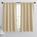 RYB HOME Curtains for Bedroom Living Room 63 inches Long, Thermal Insulated Privacy Rod Pocket Drapes for Nursery Office Home Theater, Width 34 by Length 63, Biscotti Beige, 2 Panels