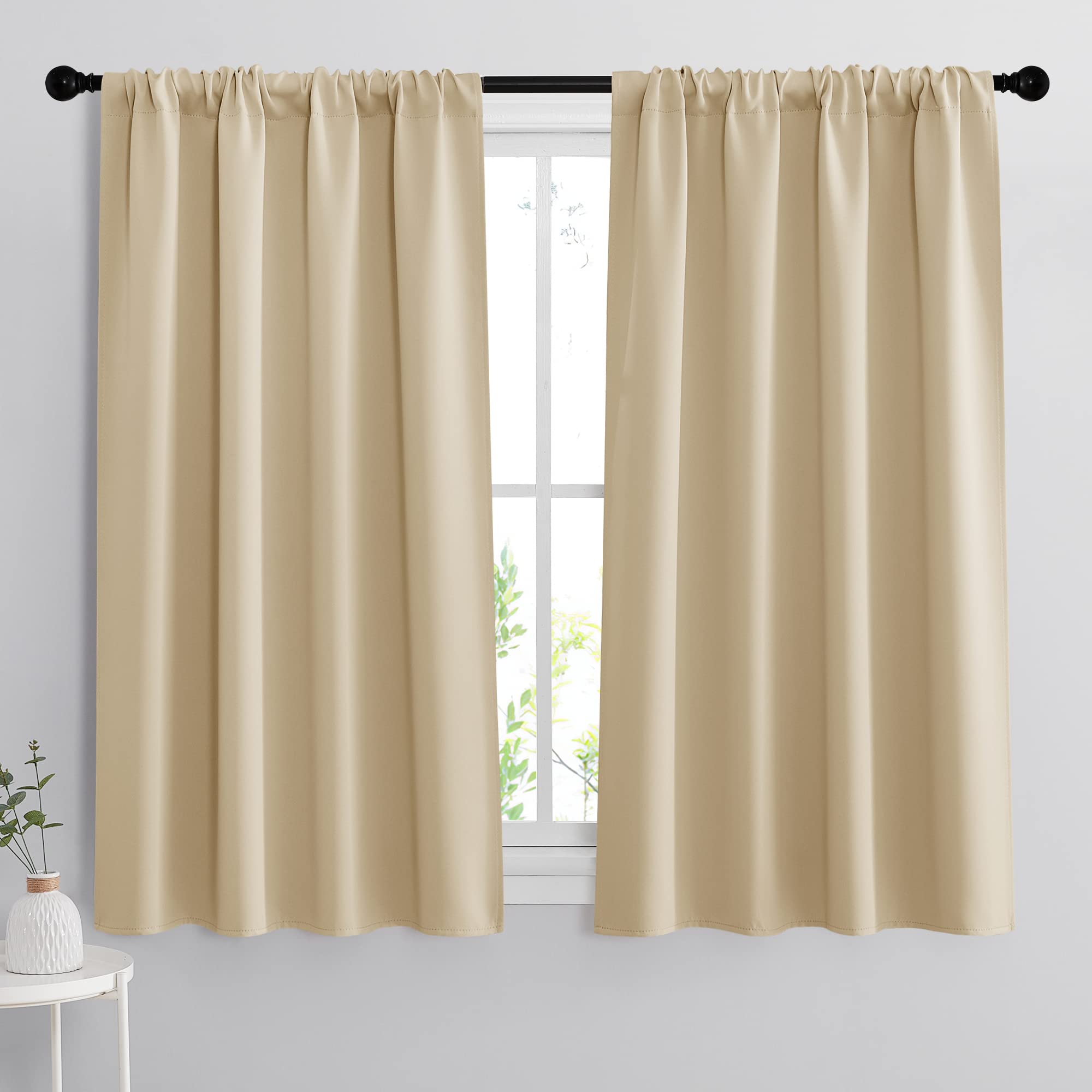 RYB HOME Short Curtains for Bedroom, Room Darkening, Rod Pocket