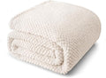 Whale Flotilla Queen Size Fuzzy Fleece Blanket for Bed, 90x90 Inch Fluffy Warm Soft Jacquard Blankets for All Season, Lightweight and Cozy, Ivory