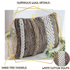 COZYDEKO Decorative Boho-Chic Lumbar Pillow Cover 12x20 Premium Handwoven Tufted Cotton &Wool Accent Pillows, Earthy Color Throw Cushion, Farmhouse & Bohemian Home Decor (Limited Edition Cover Only)