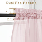 Chyhomenyc Sheer Valance Tiers Curtains 2 Panels, Elegant Light Filtering Rod Pocket Voile Window Treatment Drapes for Living Room Bedroom Bathroom Farmhouse Patio Wedding, 42Wx96L, Blush Pink