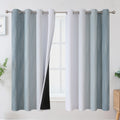 Stone Blue and Greyish White Blackout Curtains for Living Room 63 Inch Long